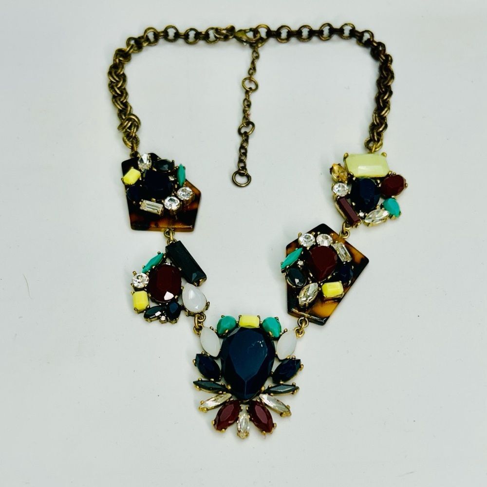 J. Crew x Lulu Frost Multicolor Rhinestone Tortoiseshell Statement Necklace
